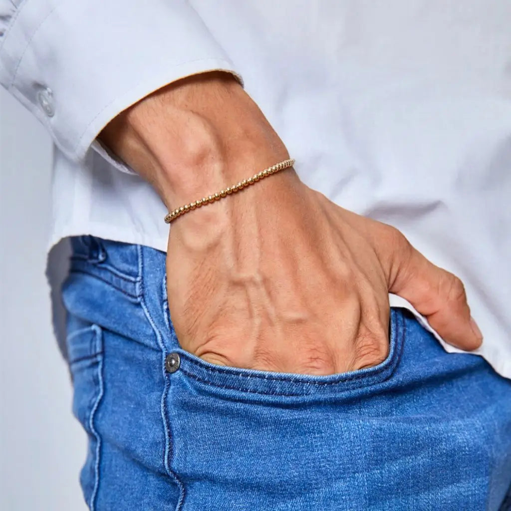 14k Solid Gold Tiny Beaded Bracelet Clasp - Opulent Harmony by Luck Strings.