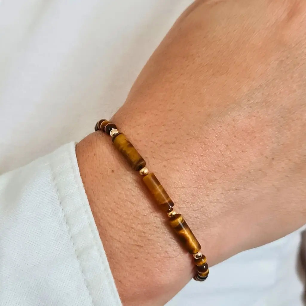 Tiger Eye & 14K Gold Bead Bracelet - Dynamic Harmony
