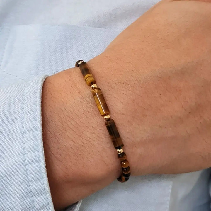 Tiger Eye & 14K Gold Bead Bracelet - Dynamic Harmony