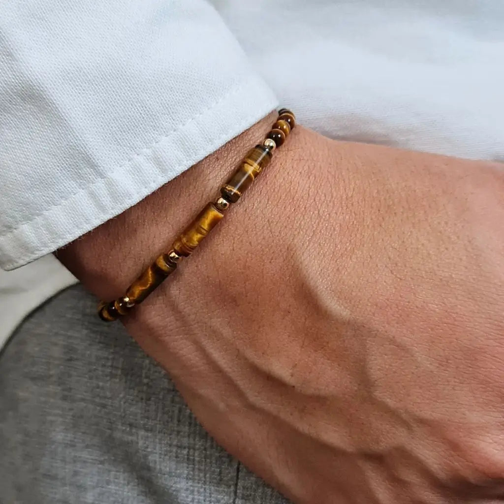 Tiger Eye & 14K Gold Bead Bracelet - Dynamic Harmony