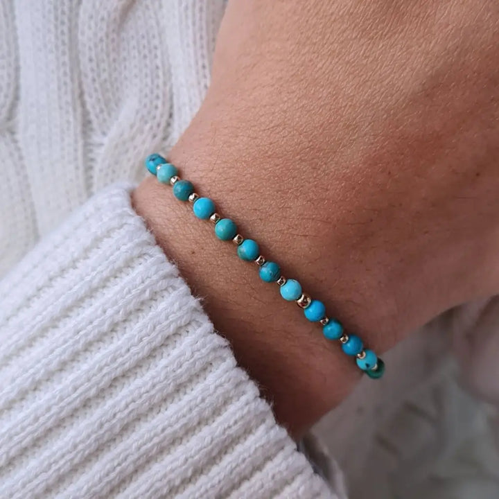 Natural turquoise solid gold bracelet - Luck Strings