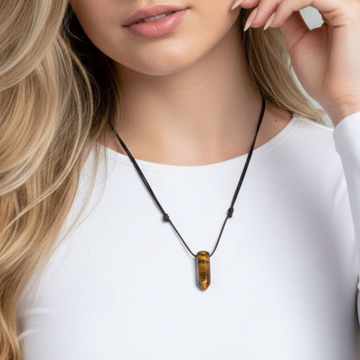 Tiger Eye Bullet Necklace