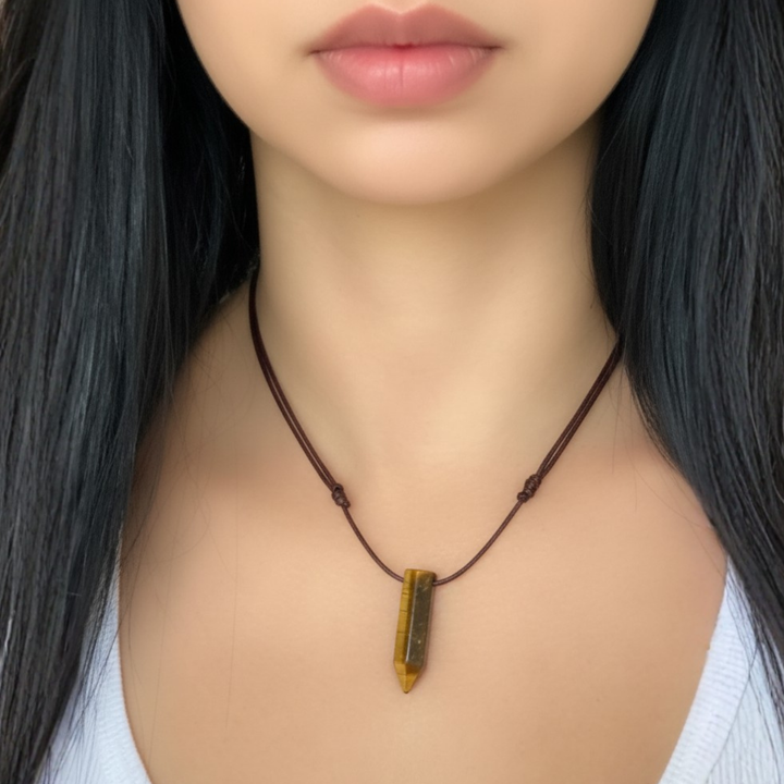 Tiger Eye Bullet Necklace