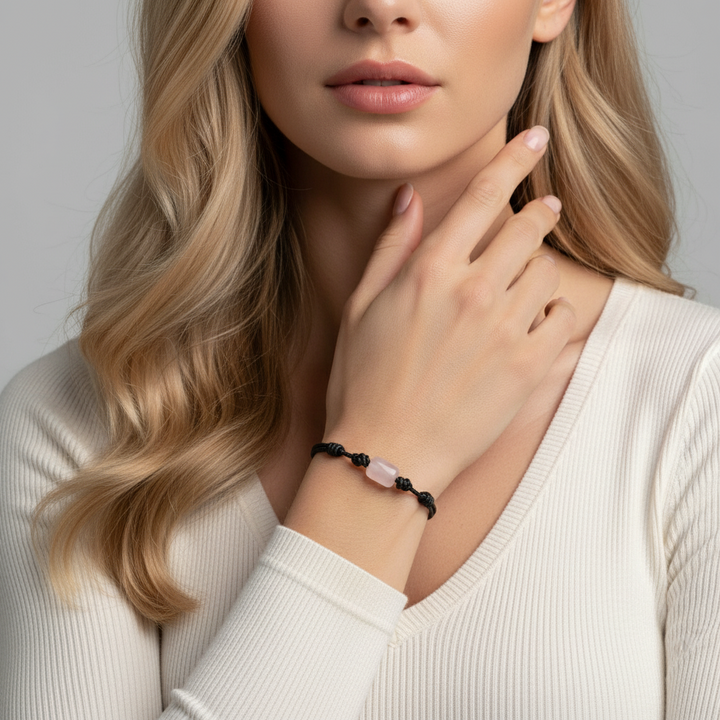 Unisex Rose Quartz Cylinder Bracelet