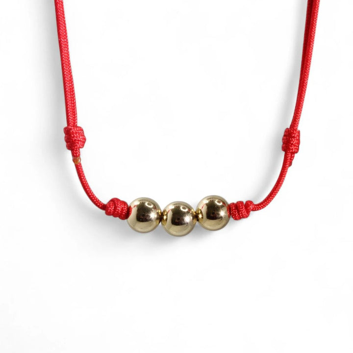 14K Gold Beaded Nylon Choker - Adjustable Luxury