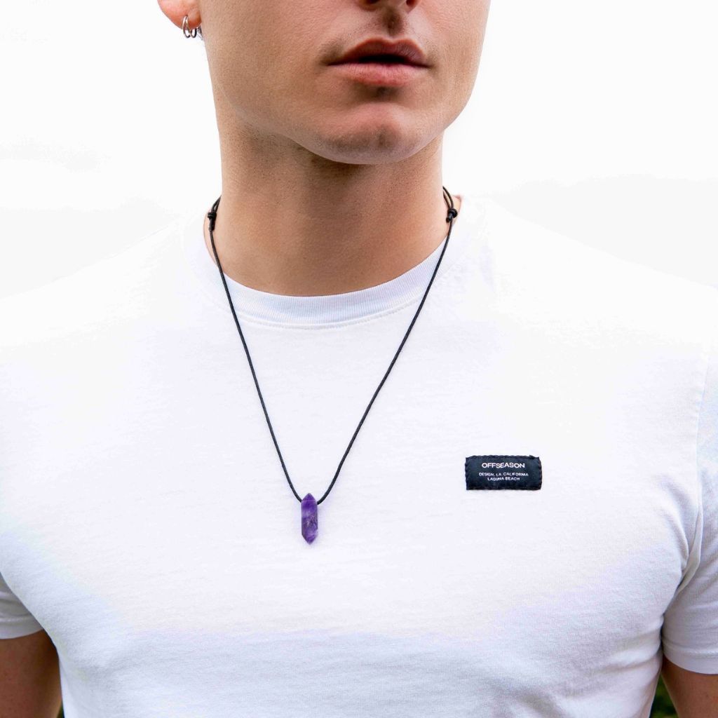 AMETHYST CRYSTAL POINT NECKLACE FOR MEN AND WOMEN-Luck Strings