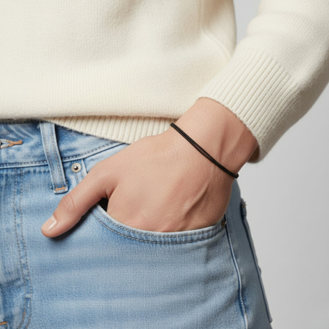 Black Adjustable Cord Bracelet