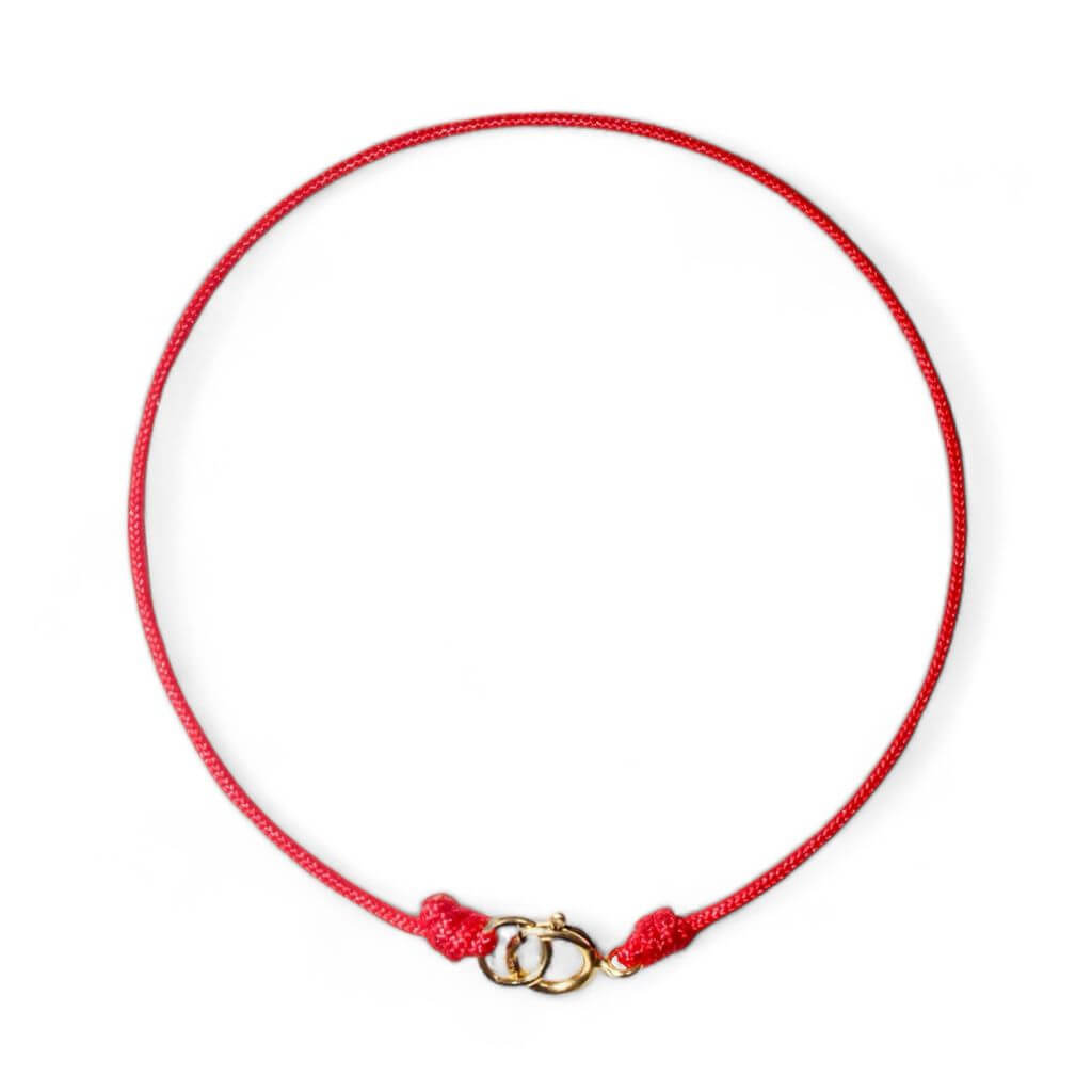 Adjustable Nylon Red String Bracelet with Solid 14K Gold Clasp by Luck Strings

