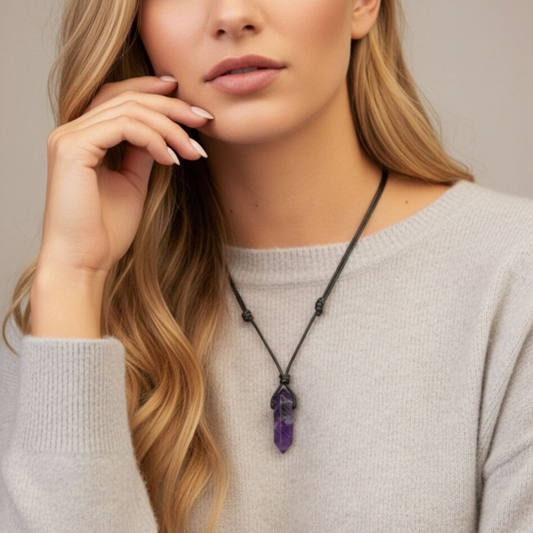 Amethyst Crystal Necklace - Elegant & Adjustable