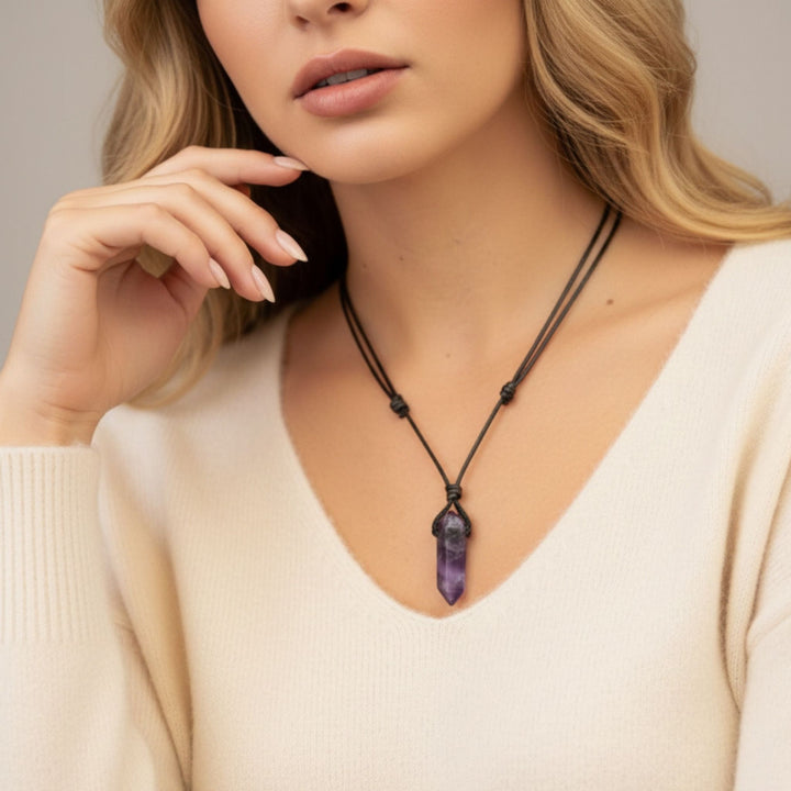 Amethyst Crystal Necklace - Elegant & Adjustable
