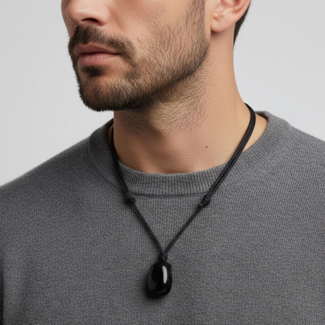 Jet Stone Necklace - Timeless Elegance
