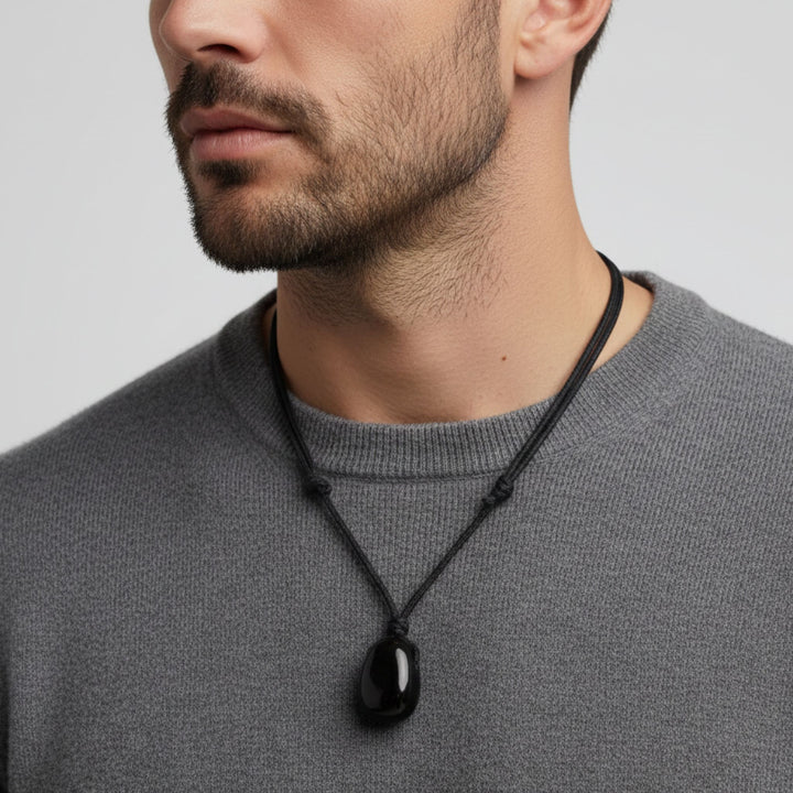 Jet Stone Necklace - Timeless Elegance