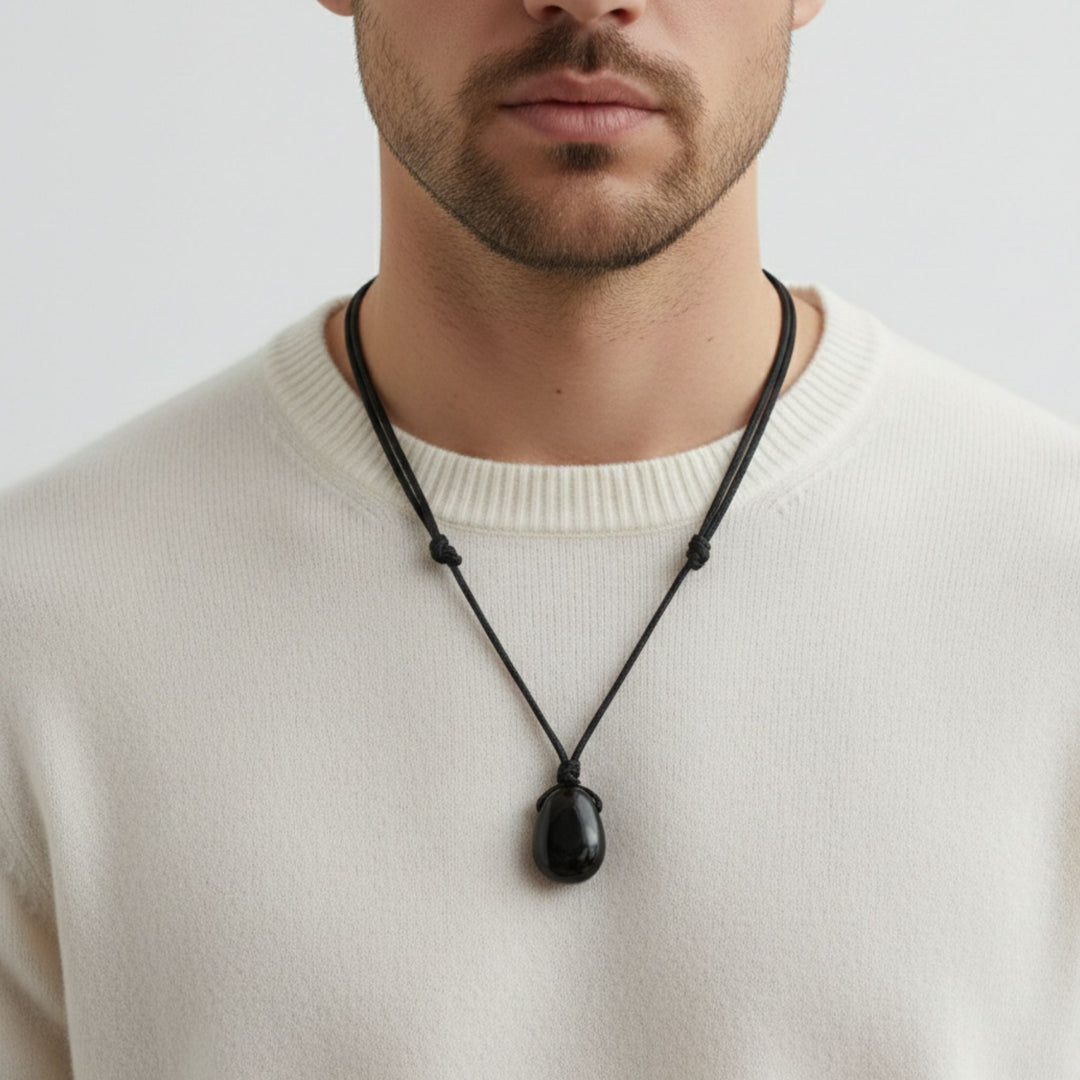 Jet Stone Necklace - Timeless Elegance