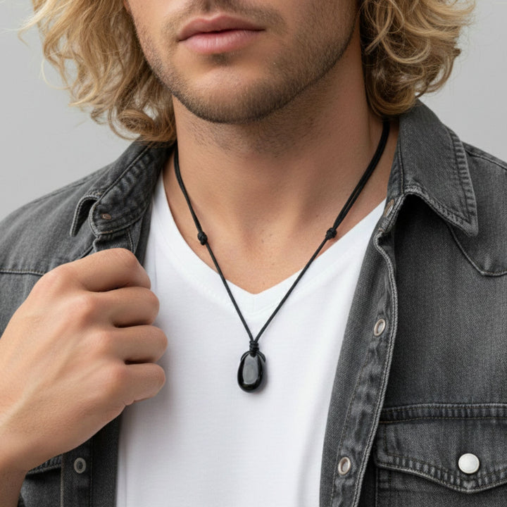 Jet Stone Necklace - Timeless Elegance
