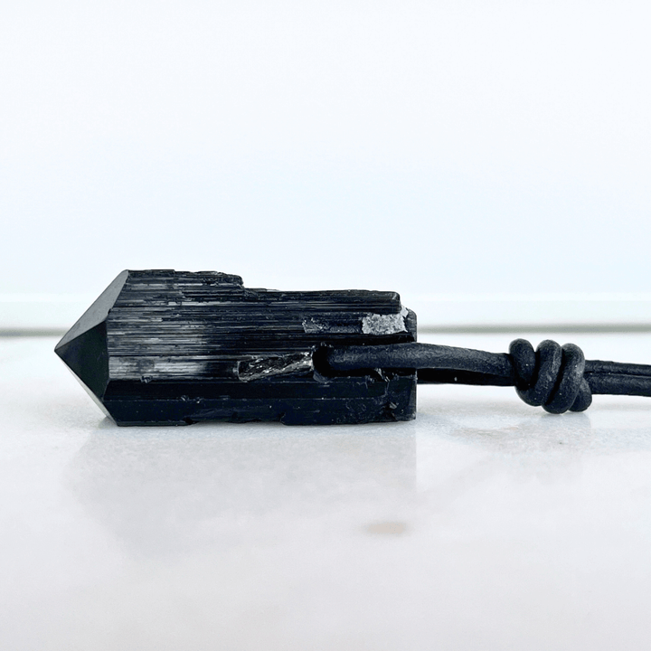 Raw Black Tourmaline Charm Necklace - A symbol of protection and positivity 