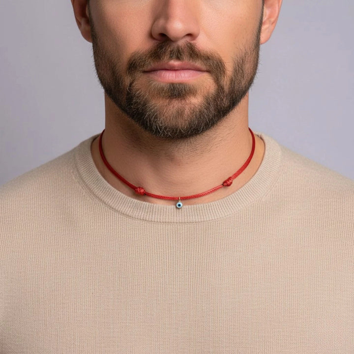 14K Gold Filled Evil Eye Choker - Adjustable, Waterproof Wax Nylon