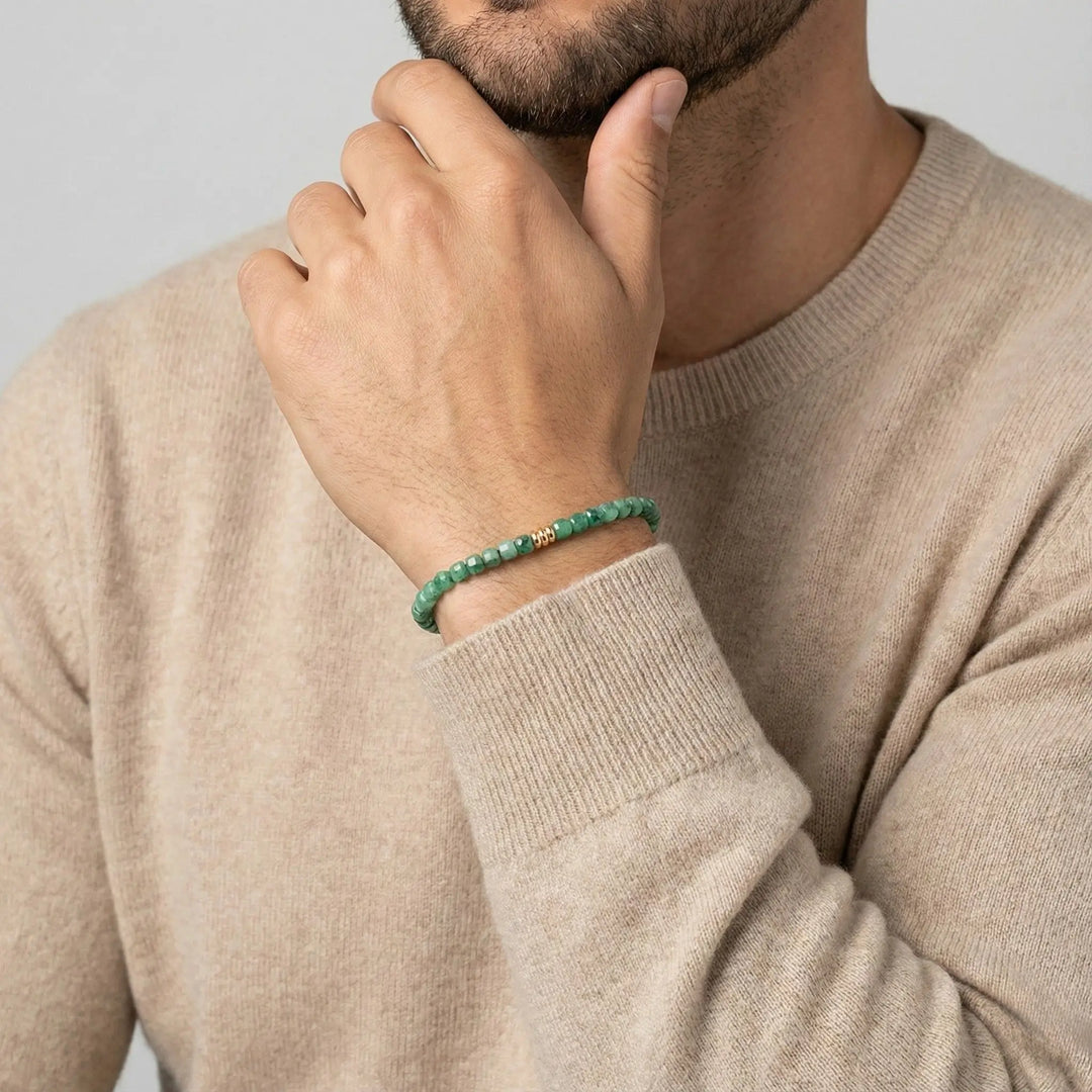 Emerald & 14K Gold Minimalist Bracelet