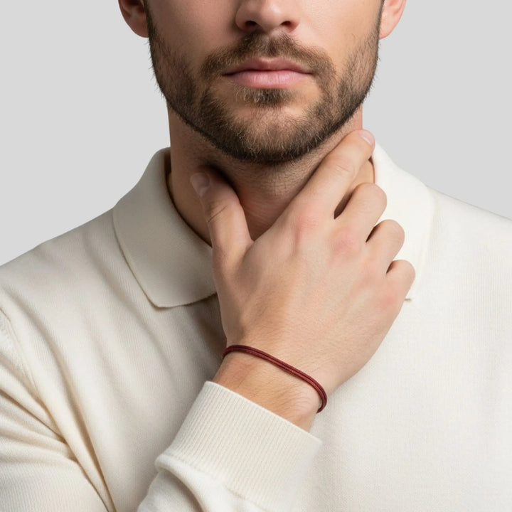 Garnet Red Nylon Cord Bracelet – Adjustable Unisex