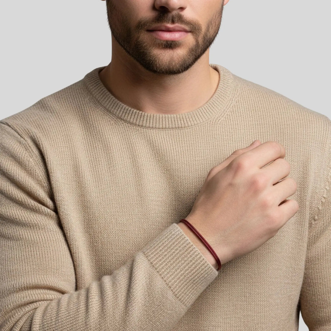 Garnet Red Nylon Cord Bracelet – Adjustable Unisex