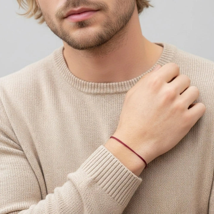 Garnet Red Nylon Cord Bracelet – Adjustable Unisex