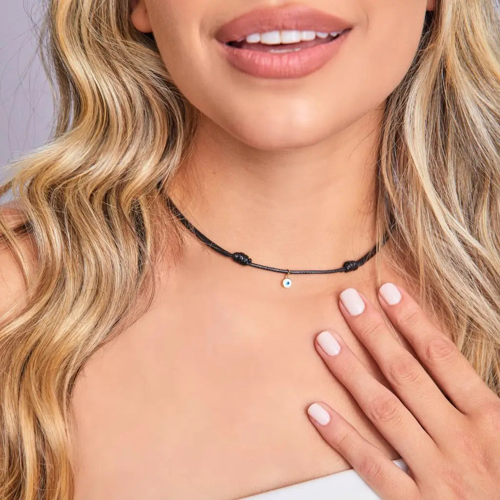 Adjustable 14K gold filled evil eye choker - Luck Strings