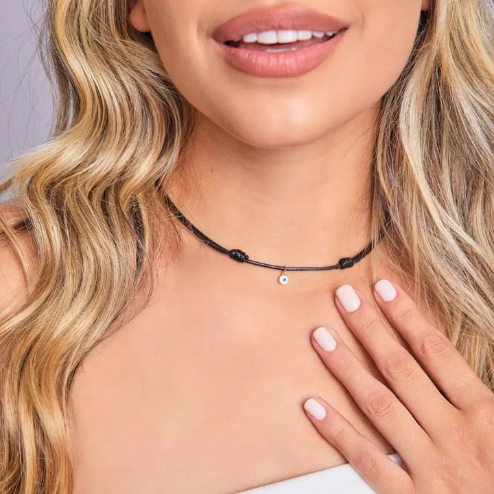 Adjustable 14K gold filled evil eye choker - Luck Strings