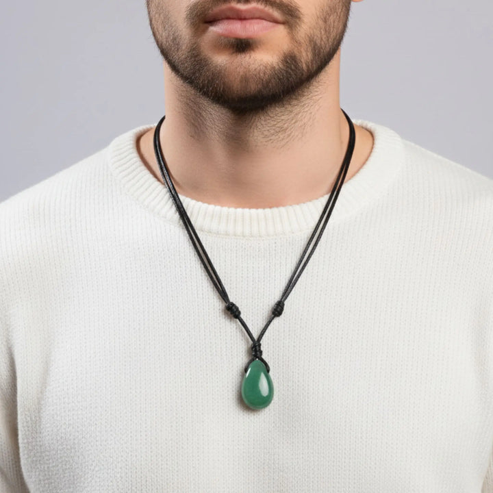 Green Aventurine Pendant Necklace - Adjustable Bohemian Style