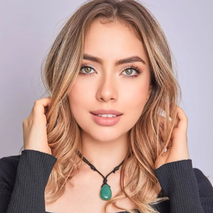 Green Aventurine Pendant Necklace - Adjustable Bohemian Style