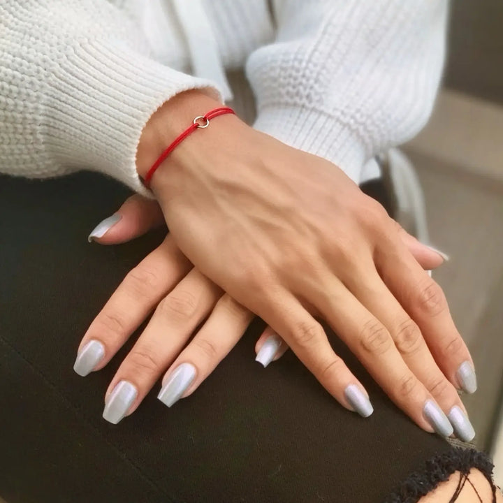 14K Solid Gold Karma Red String Bracelet - Adjustable Unisex