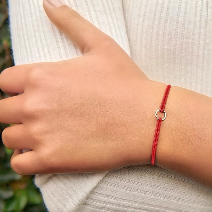 14K Solid Gold Karma Red String Bracelet - Adjustable Unisex