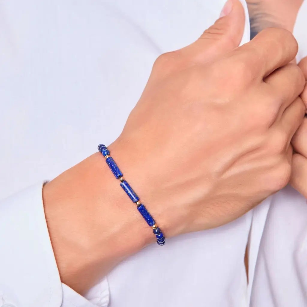 Lapis Lazuli & 14K Gold Bead Bracelet