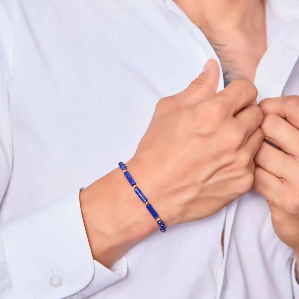 Lapis Lazuli & 14K Gold Bead Bracelet