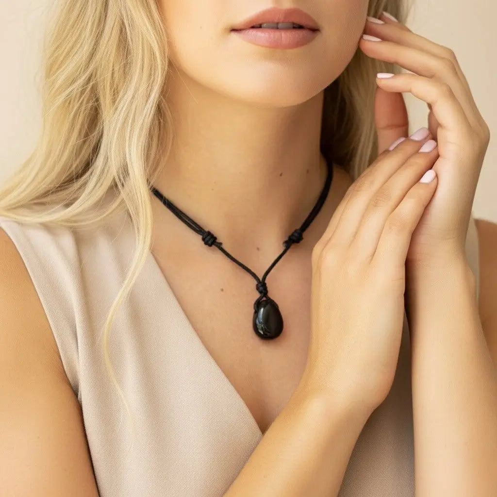 Luck Strings Black Tourmaline Pendant - Protective Shield