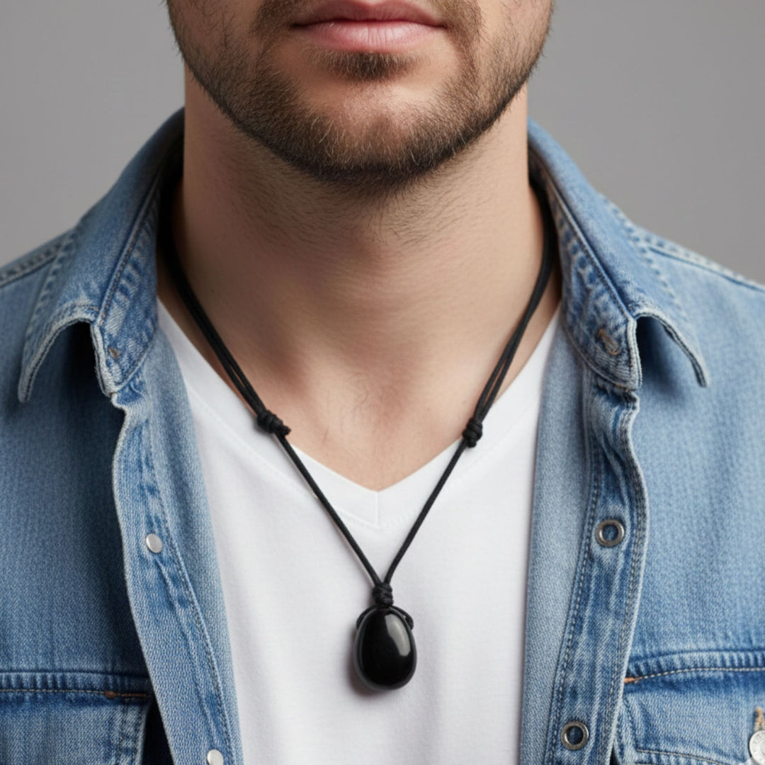Jet Stone Necklace - Timeless Elegance