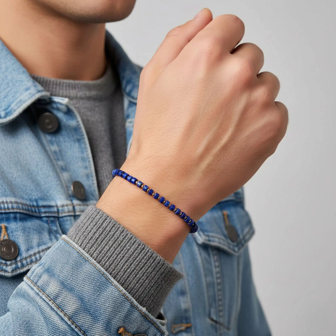 Lapis Lazuli & 14K Gold Minimalist Bracelet
