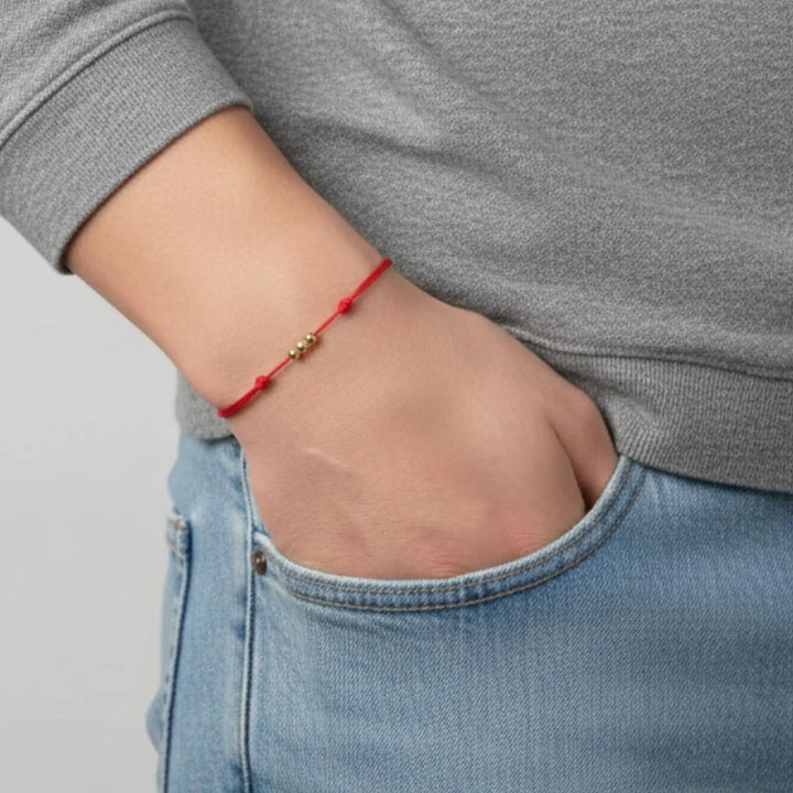 14k Solid Gold Triple Bead Bracelet