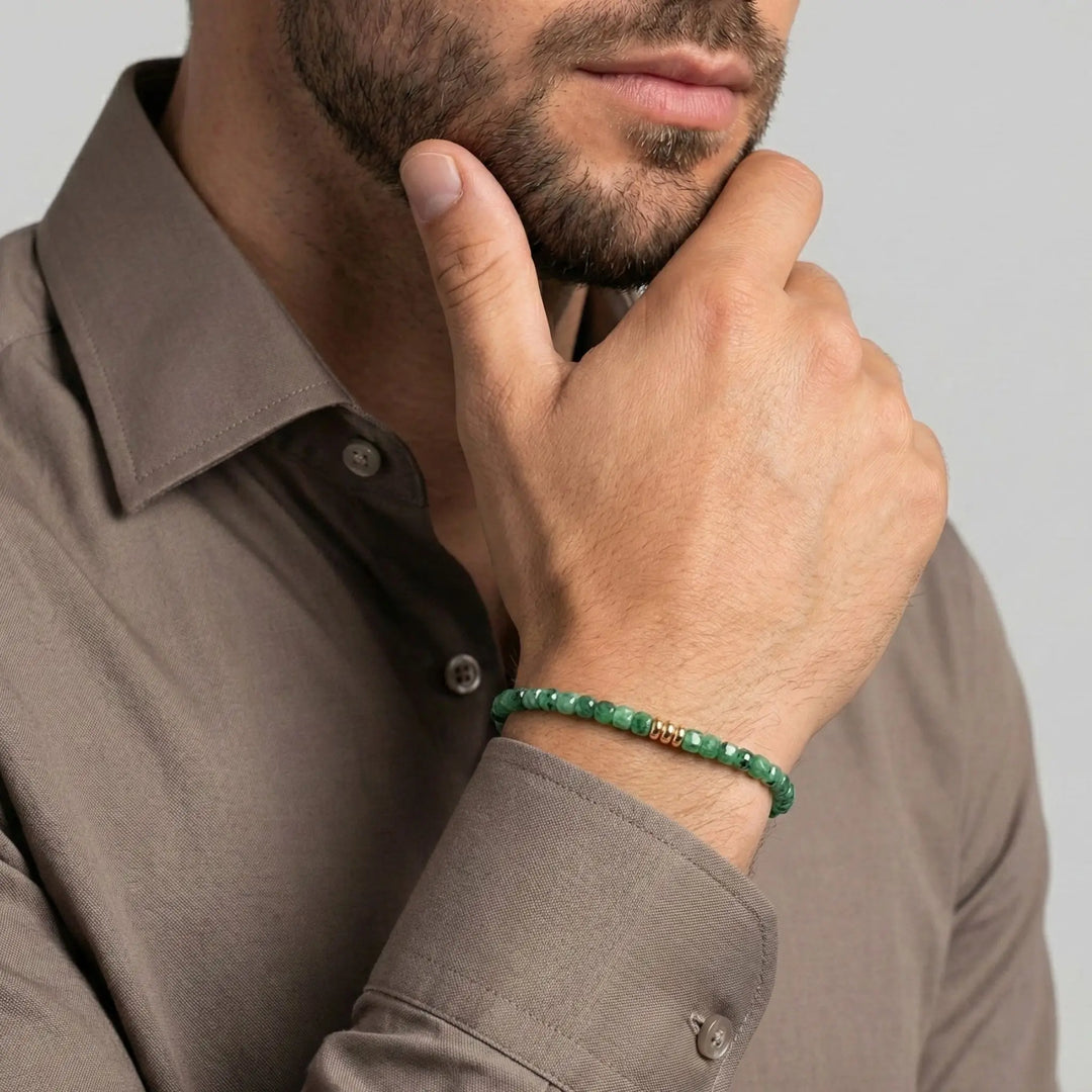 Emerald & 14K Gold Minimalist Bracelet