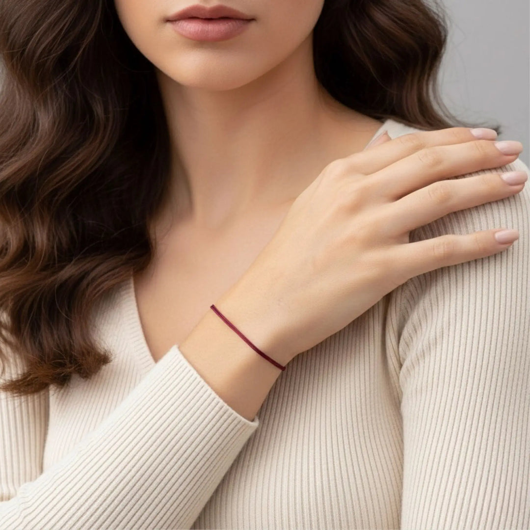 Garnet Red Nylon Cord Bracelet – Adjustable Unisex