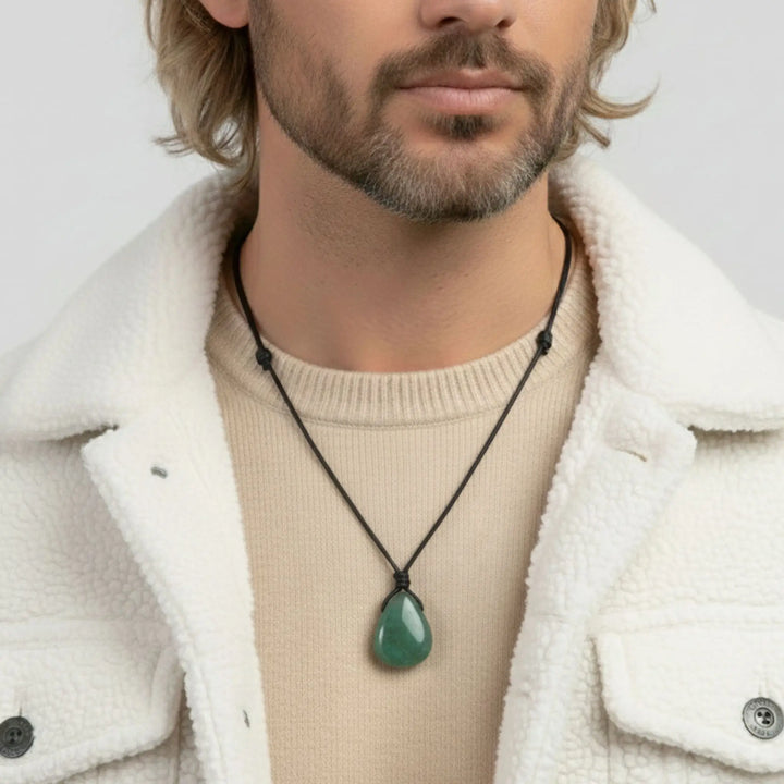 Green Aventurine Pendant Necklace - Adjustable Bohemian Style