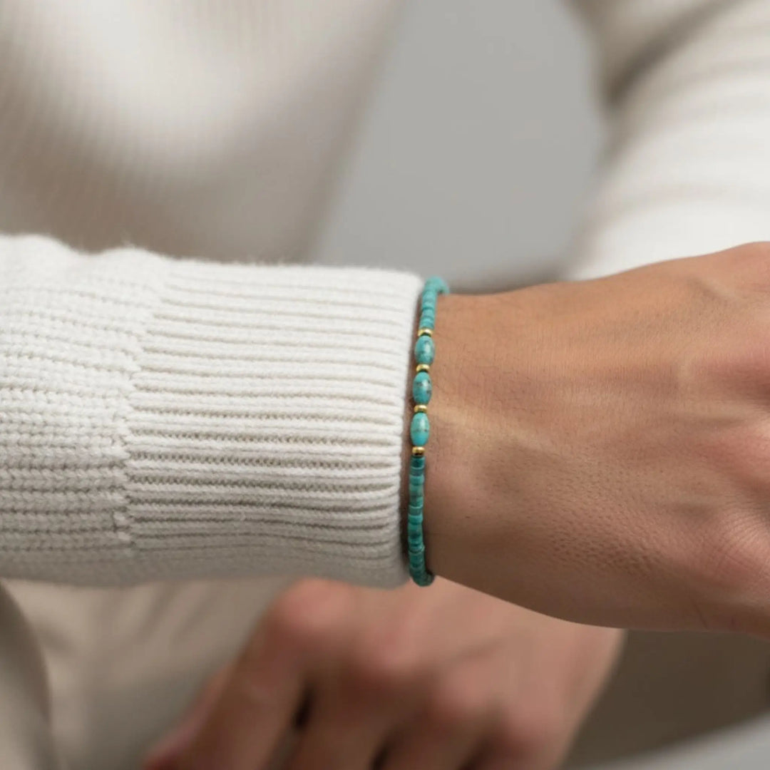 Genuine Turquoise & 14K Gold Bracelet