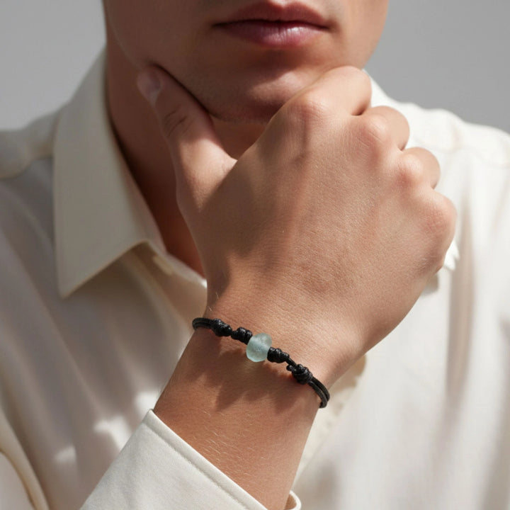 Recycled glass bracelet men with polo shirt