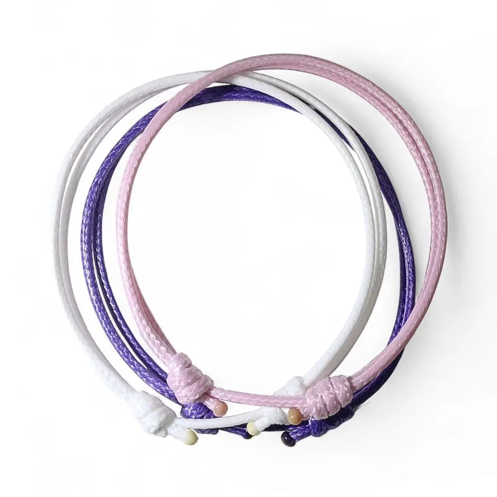 Purple, Pink & White Cord Bracelet Set - Dreamy Horizon Trio