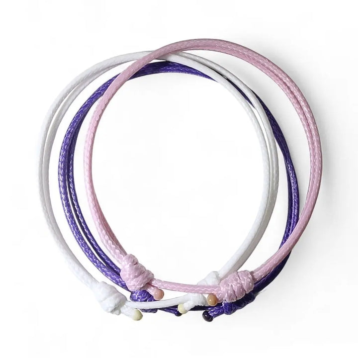 Purple, Pink & White Cord Bracelet Set - Dreamy Horizon Trio