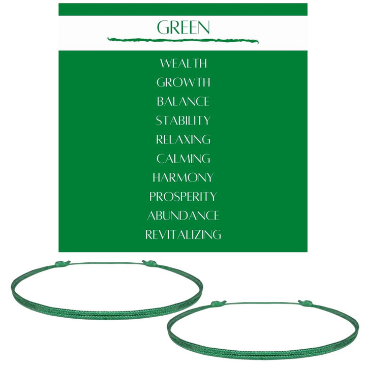Green Ribbon Bracelet Set - Prosperity & Support