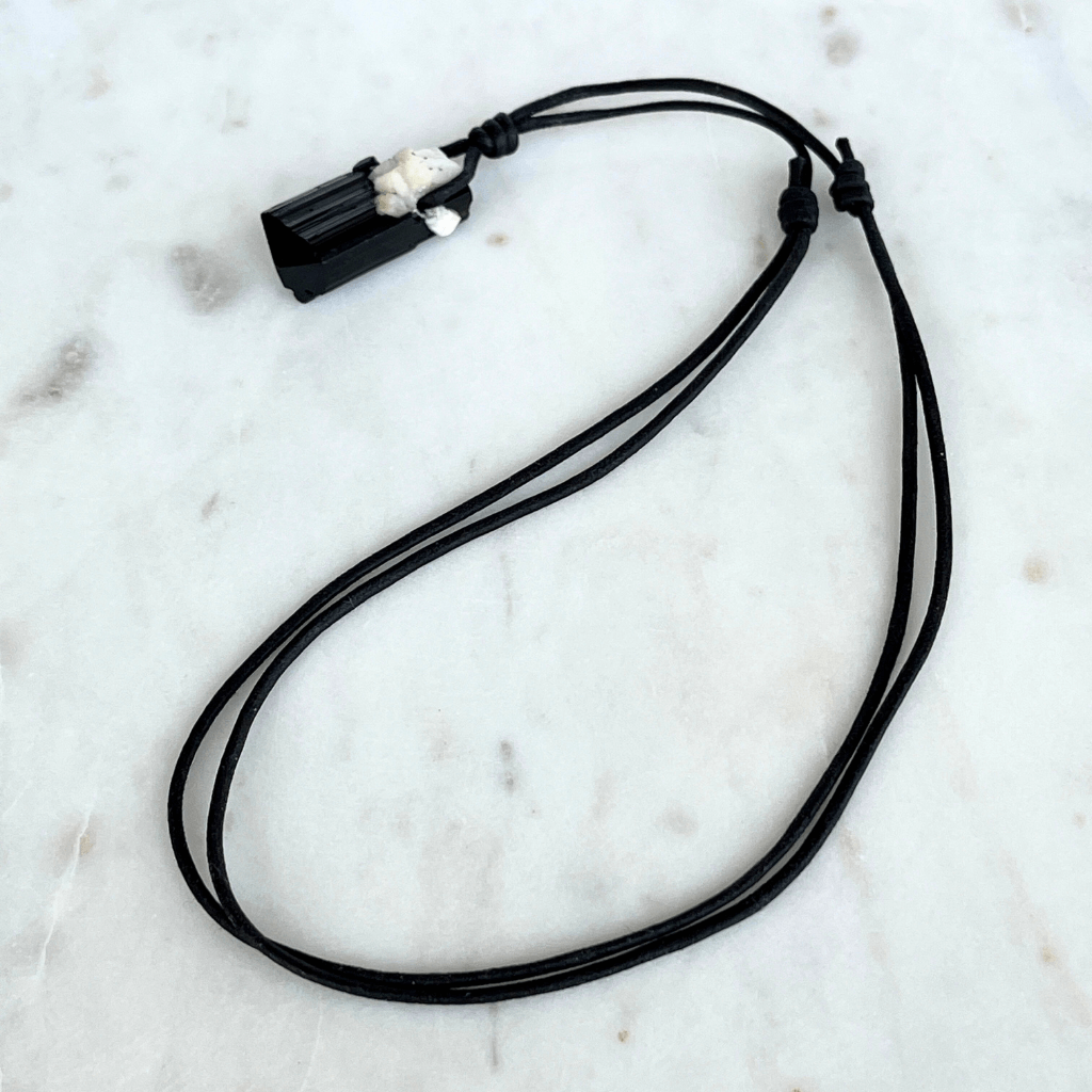 Raw Black Tourmaline Amulet Pendant 