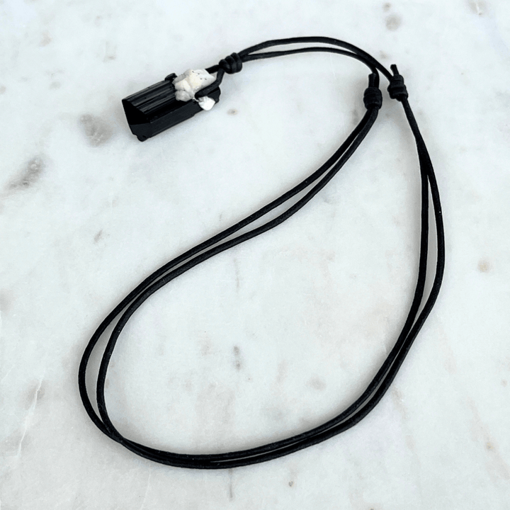 Raw Black Tourmaline Amulet Pendant 