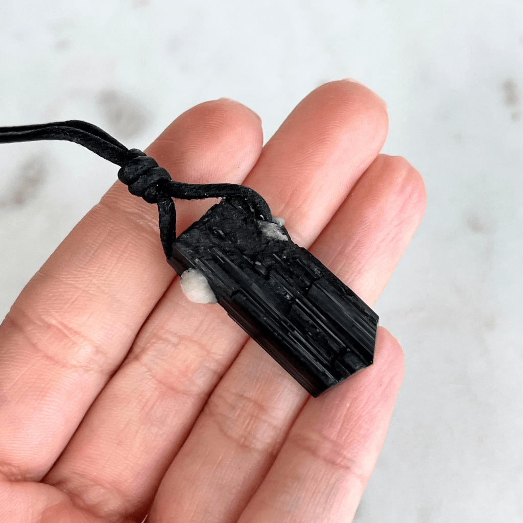 Raw Black Tourmaline Amulet Pendant 