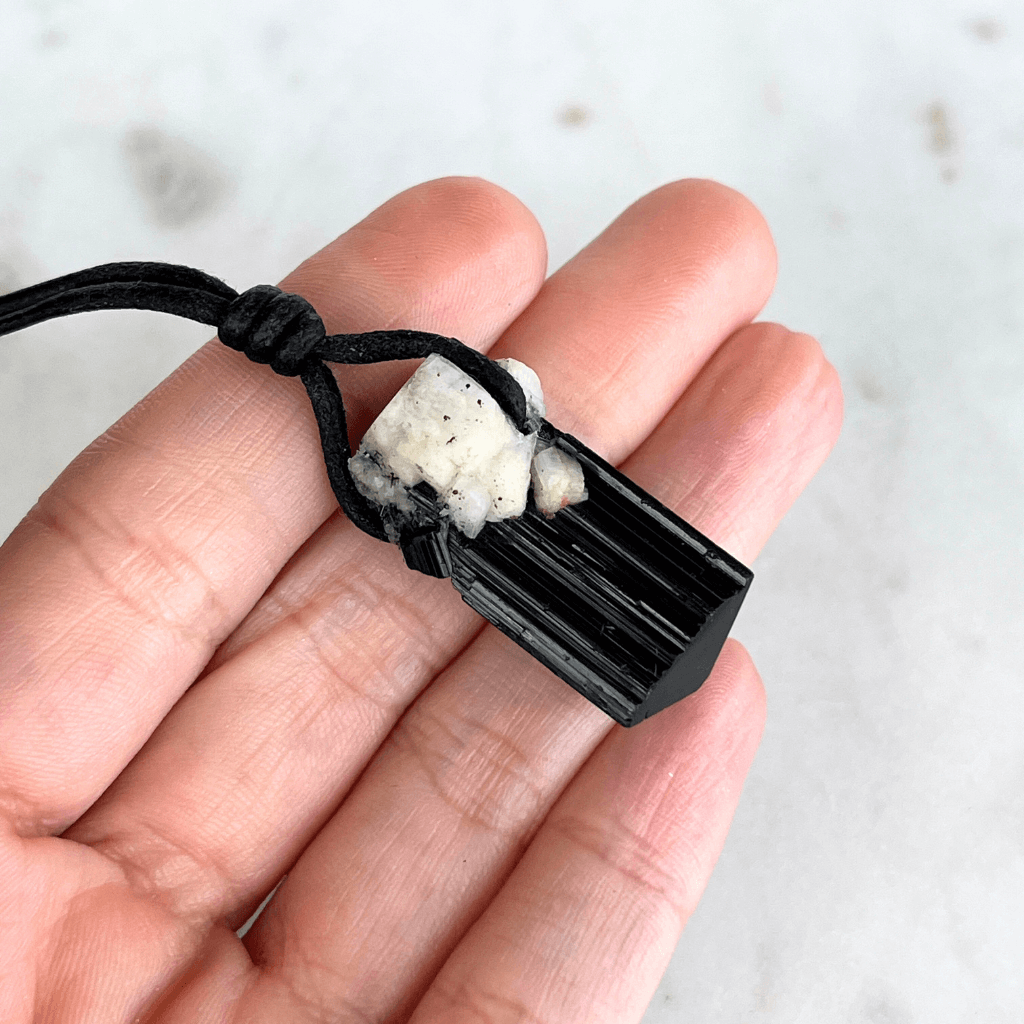 Raw Black Tourmaline Amulet Pendant