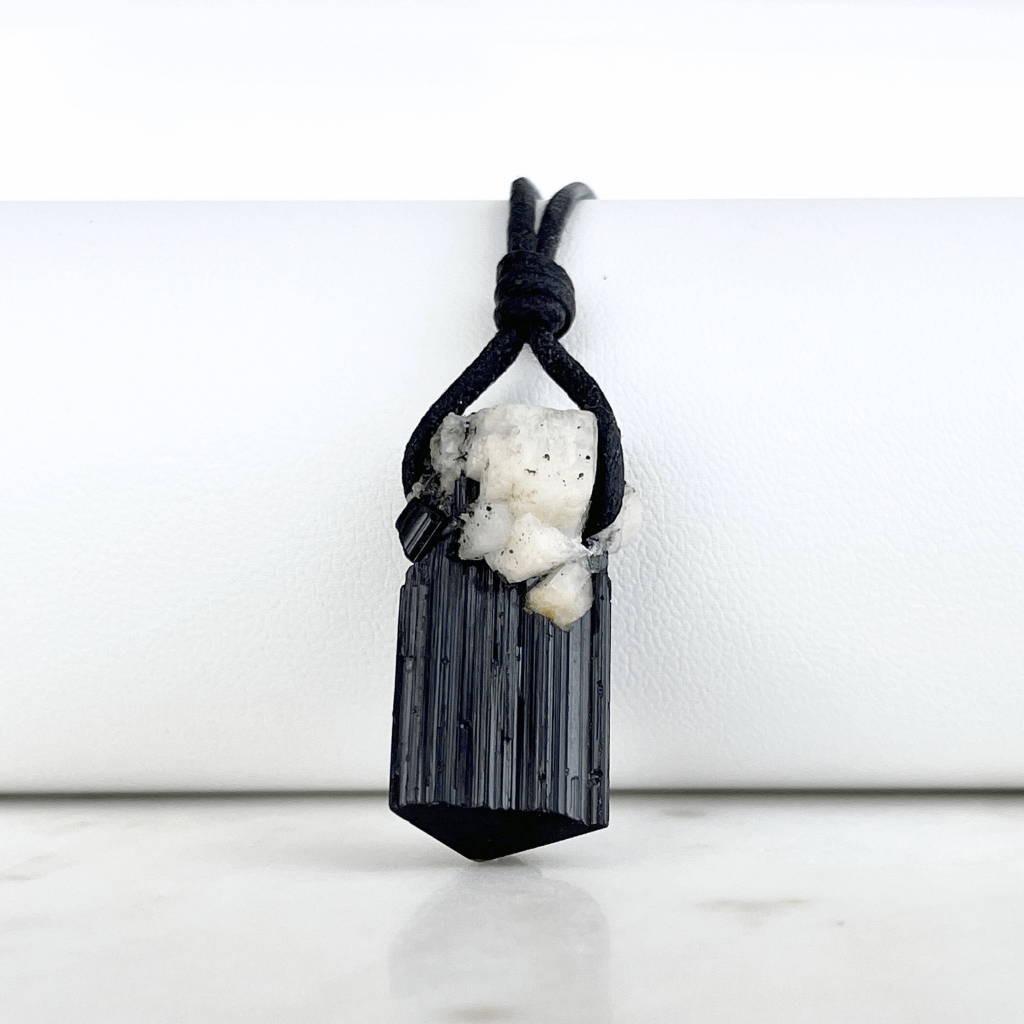 Raw Black Tourmaline Amulet Pendant 