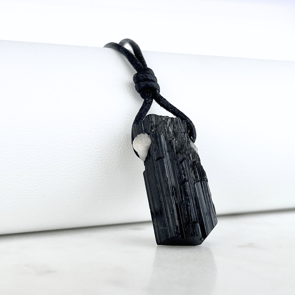Raw Black Tourmaline Amulet Pendant 